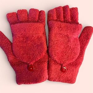 Steve Madden Cozy Red Mittens Fingerless Gloves